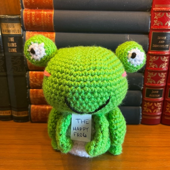 The Happy Frog Stuffed Animal Plushie Hand Crocheted! - Picture 11 of 11